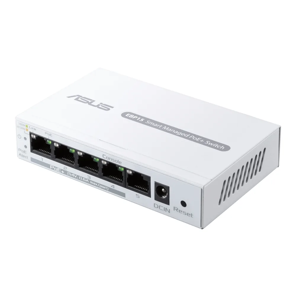 ASUS ExpertWiFi EBP15 5-Port Gigabit Smart Managed PoE+ Switch